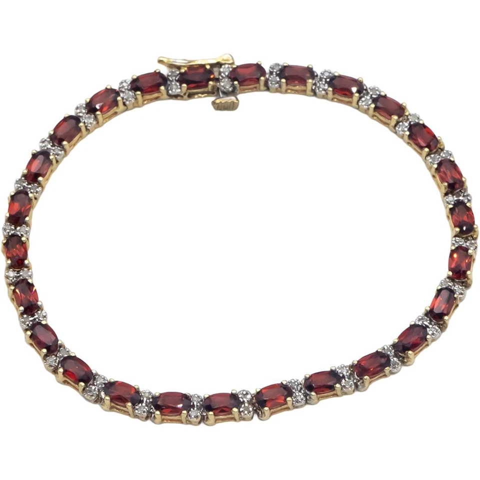 14k Yellow Gold 6.60CT Diamond and Garnet Tennis Bracelet