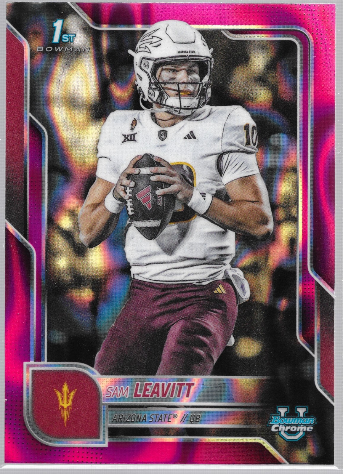 2025 Bowman Chrome U Pink Lava Sam Leavitt Rookie #195