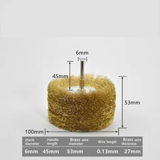 Brass Wire Wheel Brush Diameter 38mm/50mm/75mm/100mm Shank Diameter 3mm/6mm