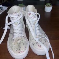 Cat And Jack Beige W/ Metallic Paint Splatter High top Girls Shoes