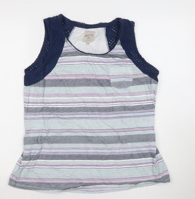 Matalan Damen Mehrfarbig Baumwolle Modal Gestreift Häkel Tank Top Gr. 18