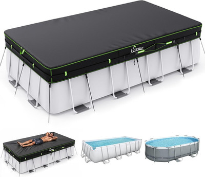 500D Pool Cover 7X10Ft Rectangular [2026 Upgraded Heavy Duty Fabric] Solar Pool