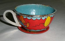 vintage Ohio Art Tin Litho Cup  Saucer MONKEY