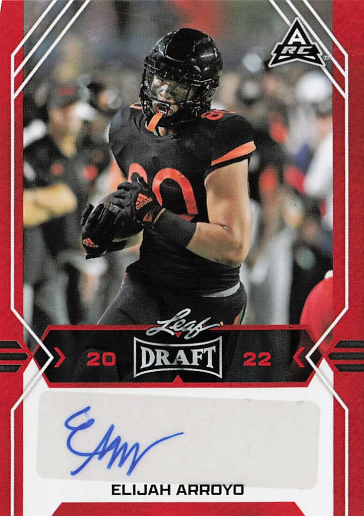 2022 Leaf Draft #BA-EA1 Elijah Arroyo Autographs Red Miami Hurricanes