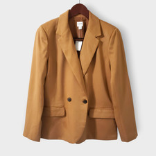NWT J. Crew Factory Drapey Twill Double-Breasted Blazer Warm Brandy Sz 6 Preppy