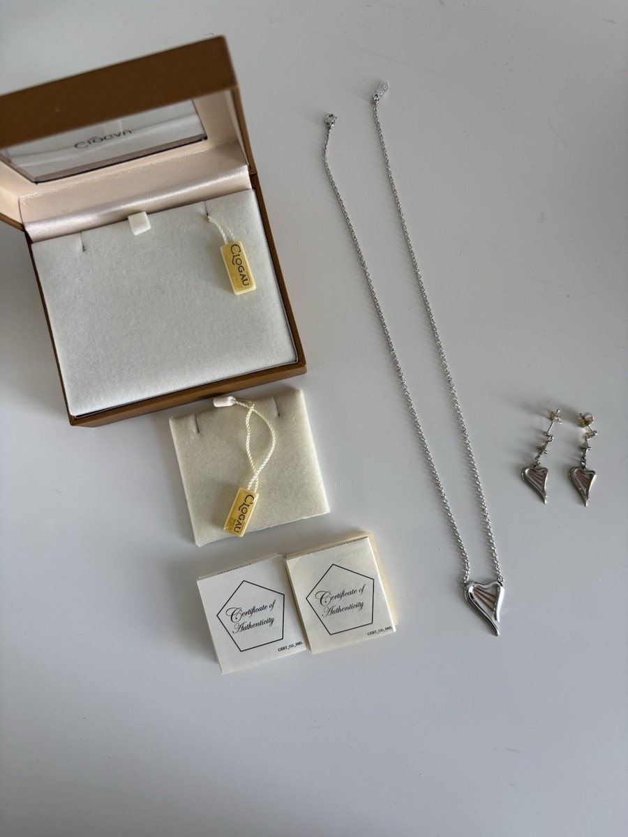 Clogau Welsh Gold And Silver Harp Necklace And Earrings Set UK