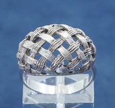 sz 7, vtg Sterling silver handmade ring, 925 cocktail ring w/ woven, braid