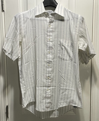 Vintage Arrow Trump Shirt Mens Size 15.5 Short Sleeve Button Up Casual Stripes