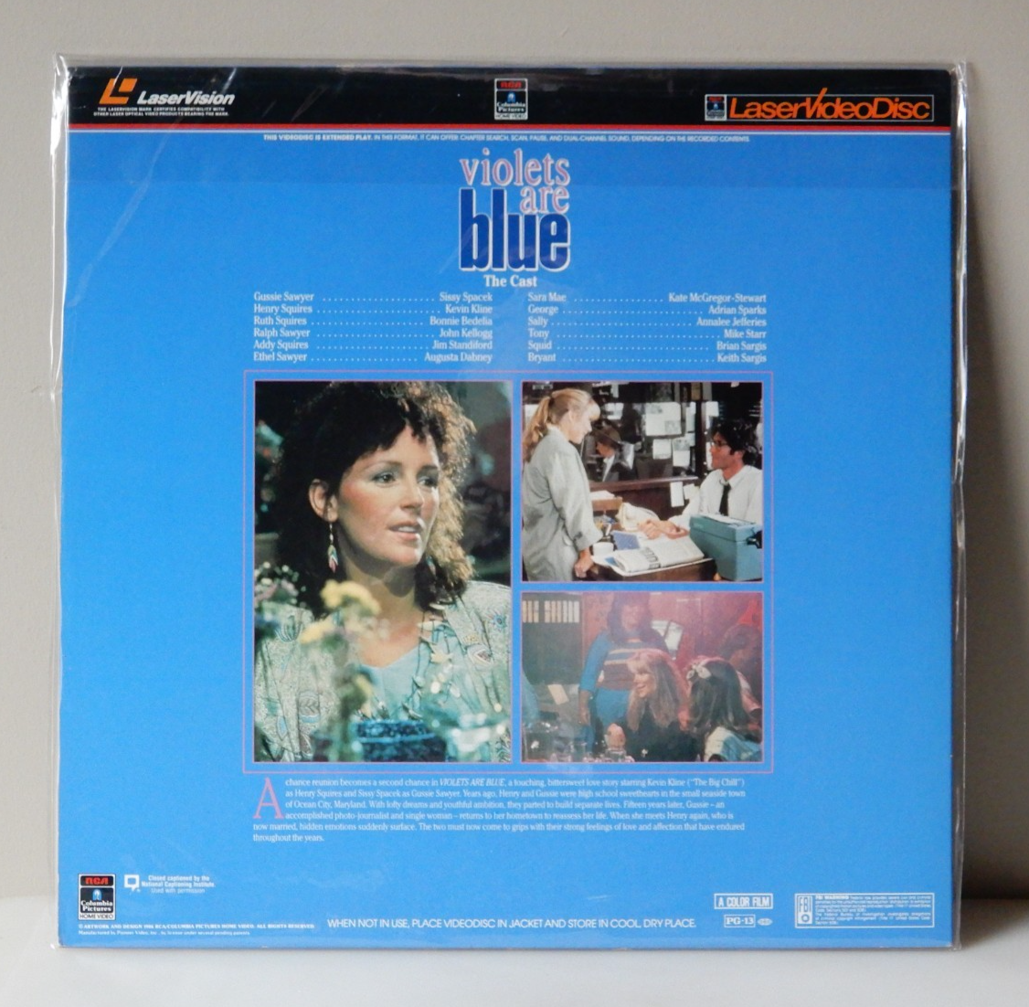 Violets are Blue Laserdisc 1986 Movie Sissy Spacek; Kevin Kline