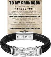 To My Son Grandson Bracelet From Mom Grandma, Infinity Knot Love You Forever Lin