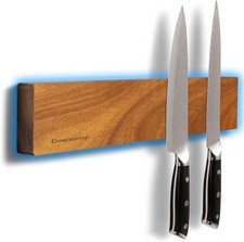 Magnetic Knife Holder for Wall, 12” Acacia Wood Magnetic Knife Strip, Knife