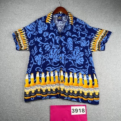 Corona Hawaiian Beer Print Shirt XL Button Up Short Sleeve Mens Tropical Beach