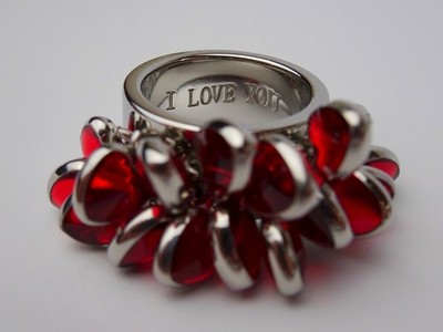 Swatch Bijoux Edelstahl-Ring ''Love Explosion'' mit roten Herzen Gr. 54