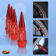 4 Pcs Red Aluminum Tires Stem Caps 45mm Spiked Lug Nug Wheel Air Valve Cover 4 Pcs Red Aluminum Tires Stem Caps 45mm Spiked Lug Nug Wheel Air Valve Cover