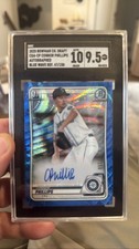 2020 Bowman Draft Connor Phillips Blue Wave Auto /150 SGC 10 9.5 Mariners RC
