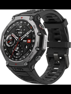 Amazfit T-Rex 3 Smart Watch GPS AMOLED Stainless Steel Black Silicone Band