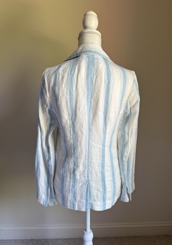 FRAME Off White & Blue Lightweight Linen Blazer or Jacket Sz 2 - Picture 5 of 9