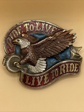 Ride To Live Live To Ride Eagle Belt Buckle Serial No 1036 Vintage 1982 Heavy