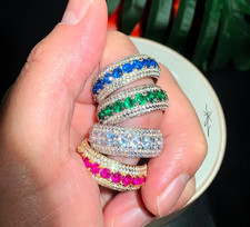 324silver Plt Adjustable multicolored Rings Ladies Statement Gift Wrap 11type
