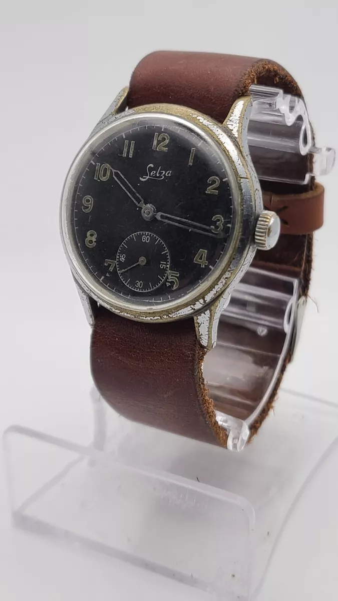 Selza WWII Germany Military watch Vintage Rare . LUFTFAFFE PILOT 1940 s