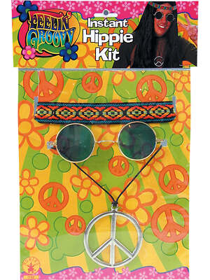 Feeling Groovy Set 60er Jahre Hippie Hippie Kostüm Set Erwachsene Damen Herren