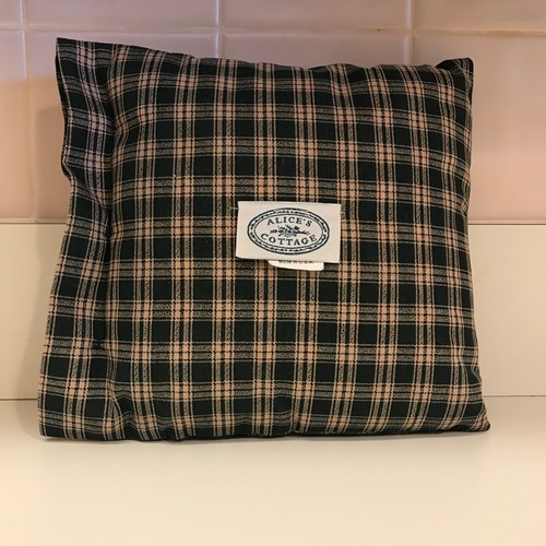 Alice's Cottage Prim 8"x 8" Pillow Green Check Cotton Square Stamped Basket Farm - Picture 6 of 12