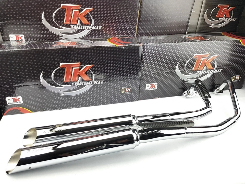 Auspuff Turbo Kit Custom Chrom Suzuki Intruder VL 250 LC 4 Takt 2000 bis 2007 - Bild 1 von 4