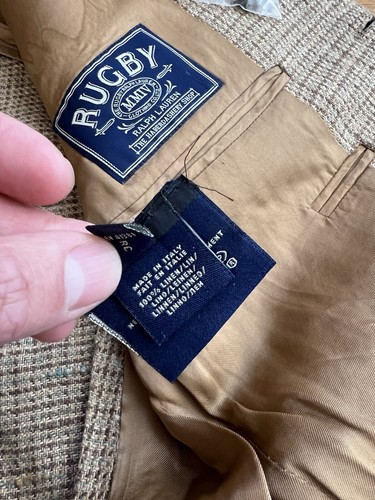 Made in Italy Polo Ralph Lauren Rugby Linen Tan Blazer & Vest - Size 40R Jacket - Picture 10 of 24