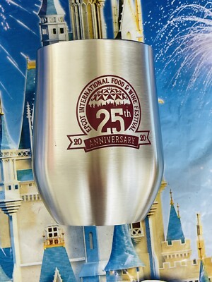 Disney Parks Food & Wine Festival 25th Ann Metal Stemless Wine Glass  Tumbler | eBay