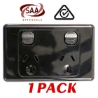 1 x Double 10AMP Power Point GPO - BLACK Electrical Supplies Standard - SAA