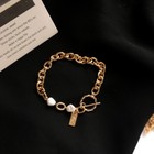 Women Party Jewellery Imitation Pearl Decor Gold Link Chain Fashion Bracelet