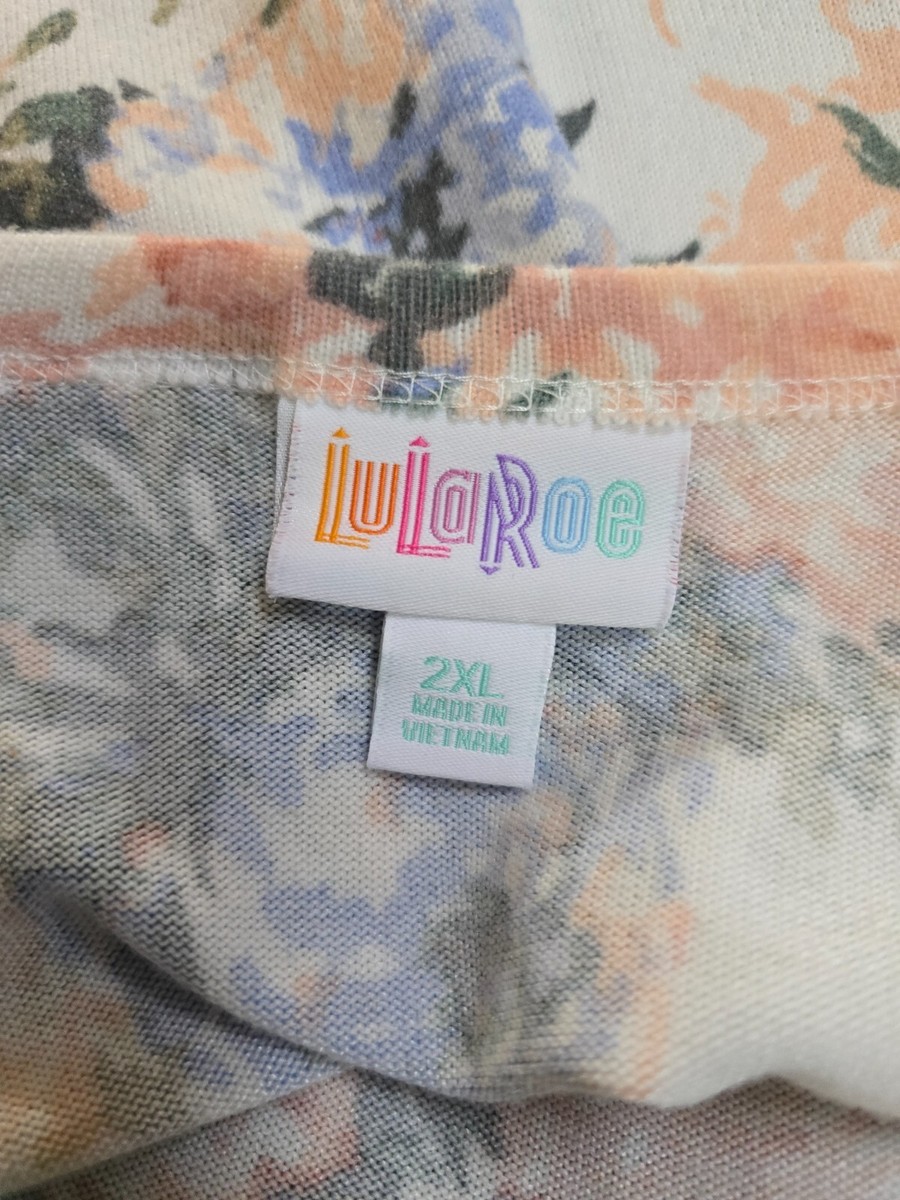 Lularoe  Swing Cardigan Duster Open Front Pockets White Floral  **EUC**2XL View 4