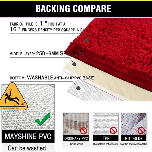 Chenille Bath Rug Set 2-Piece - Absorbent Non-Slip Mats Soft Bathroom Decor - 第 239/239 張圖片