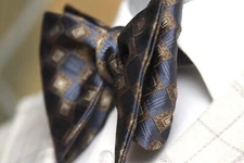 Men's Self-tied Bow Tie 100%Silk Big Butterfly Blue Ornament S688