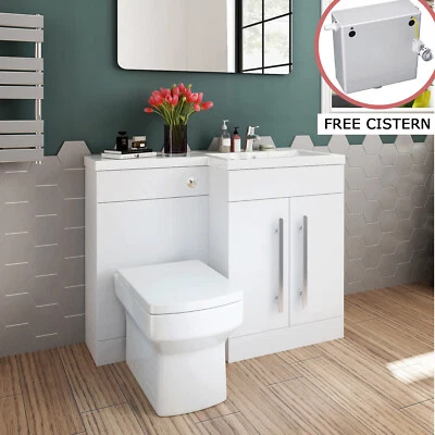 Bathroom Vanity Units Sink Toilet Basin White Cupboard 1100mm Furniture Suite