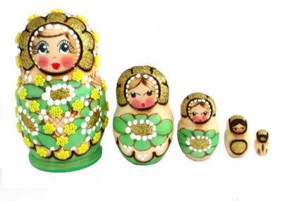 Matriochka Russes Poupées Gigognes Peintes à La Main – Artisanat Russe – Coq Muli Pièces