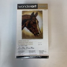 Wonderart classic Latch Hook Kit Horse NIB 20x30 Intermediate Level