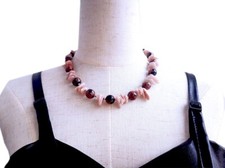 12MM blue golden round goldstone chip pink Opal Station necklace 19"