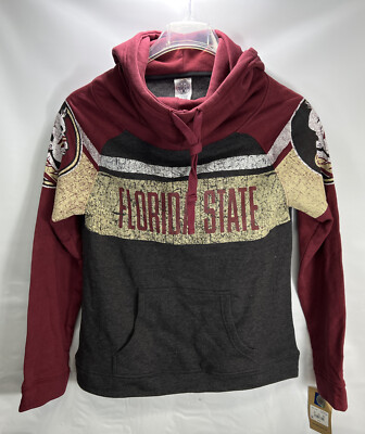 New FSU Florida State Seminoles Women s Gray High Neck Hoodie Size S  (4/6)