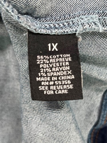 d.Jeans Women's Plus Size Jean Jacket Long Sleeves Y2K Blue Washed Denim Size 1X - Picture 6 of 7
