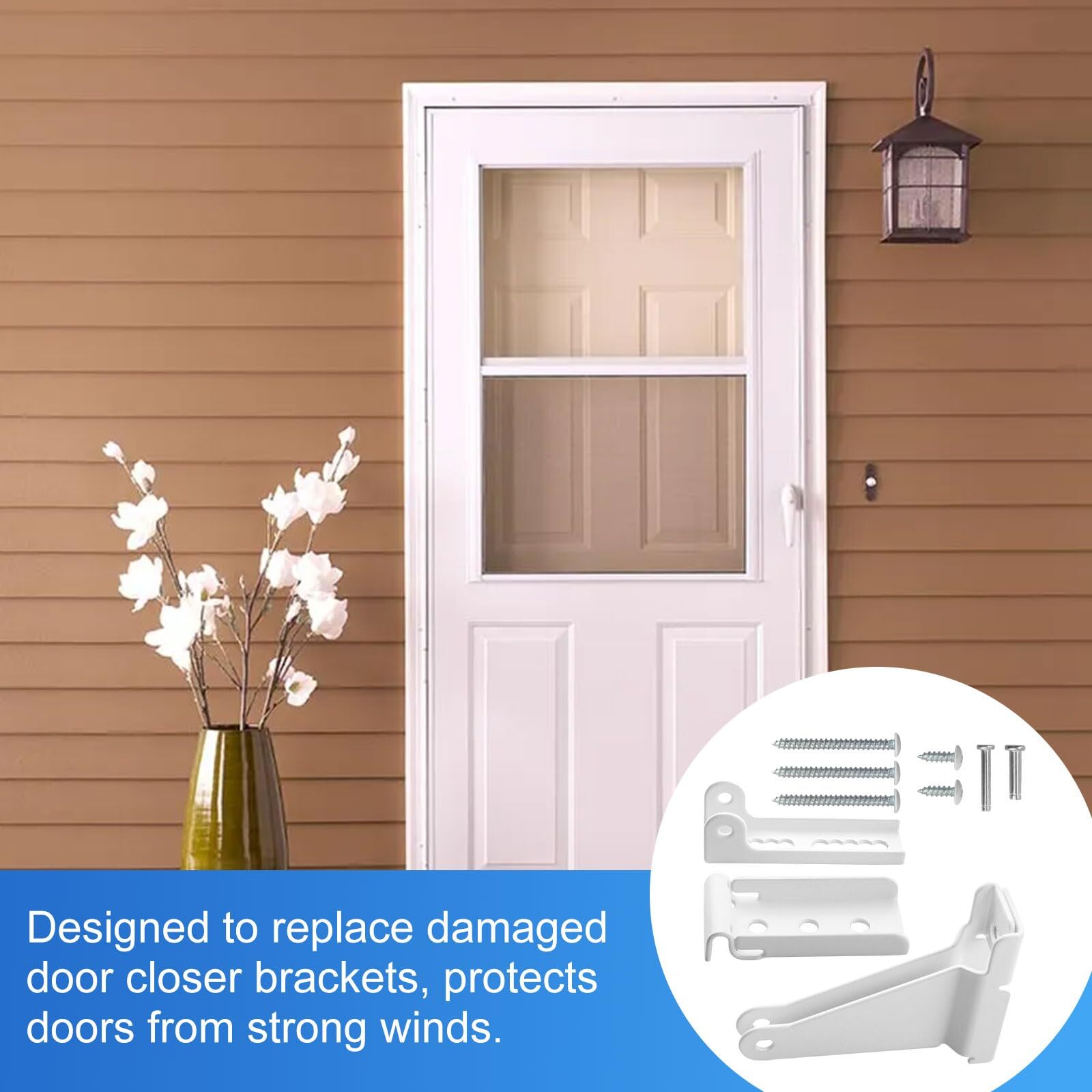 Storm Door Closer Bracket in White Color Reinforced Repair Jamb Bracket Compa...