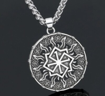 New Mens Slavic Vedic Amulet Molvinets Viking Pendant Necklace Steel