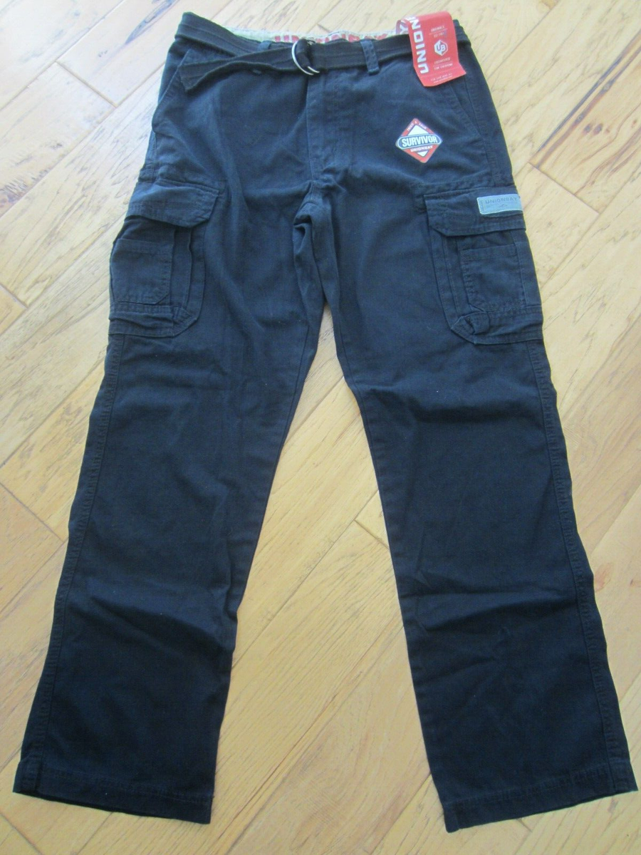 UNIONBAY Survivor Belted Cargo Pants Black 32x32 NWT