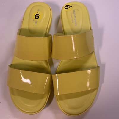 Hush Puppies Sun Yellow Brite Jells 2 Band Sandals Slide Womens