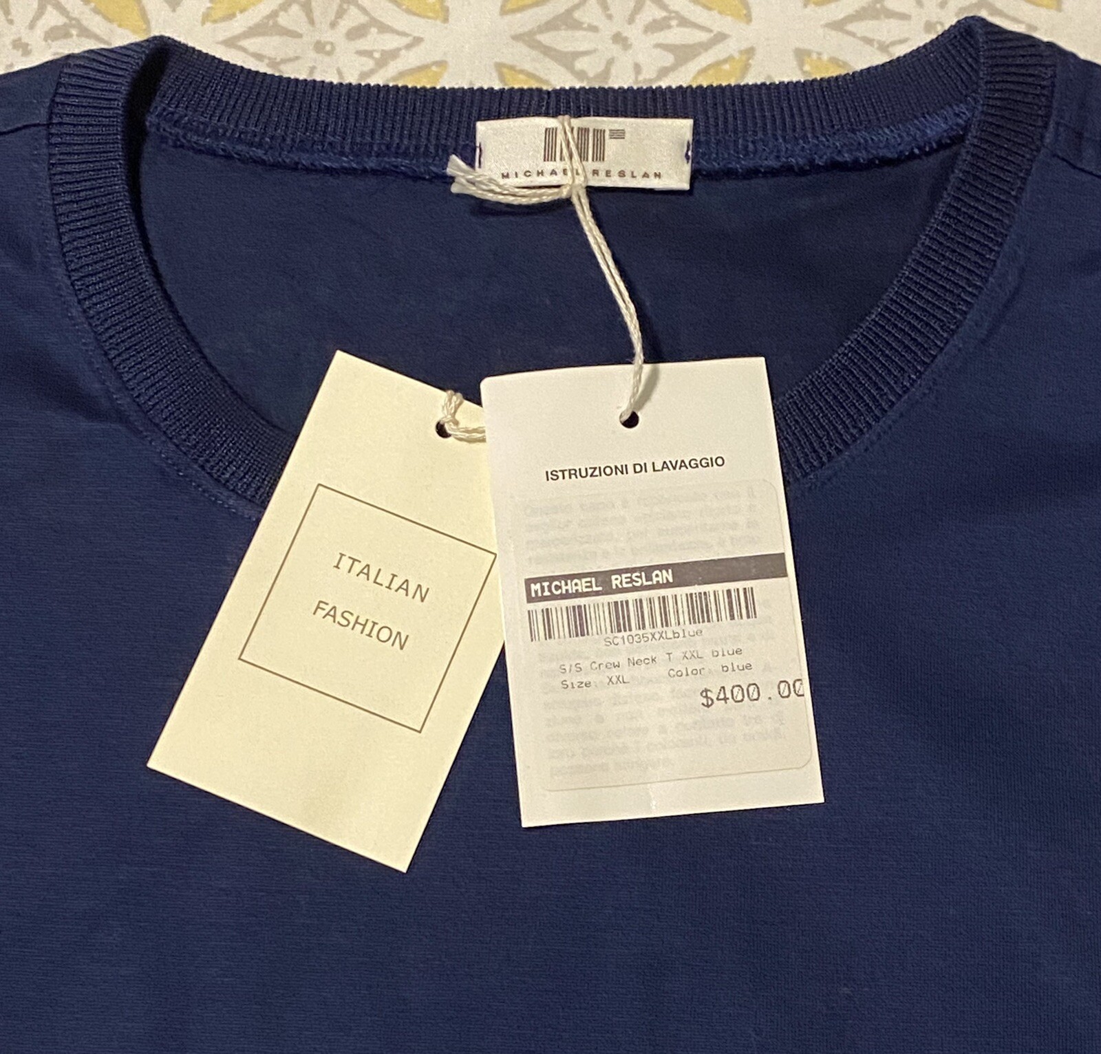 T shirt girocollo uomo Michael Reslan Italia fila 100% cotone egiziano XXL nuova