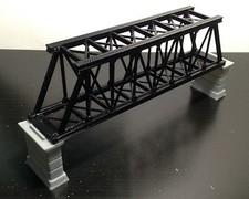 Outland Models Railroad Truss Bridge Black for Single Track with Piers Z Scale