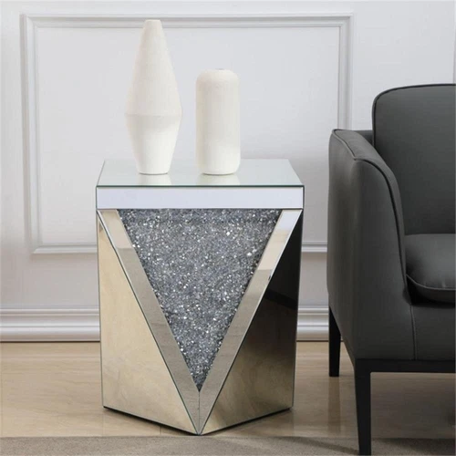 Elegant Decor Modern 18.5" Royal Cut Crystal Mirrored Accent End Table - Picture 4 of 5