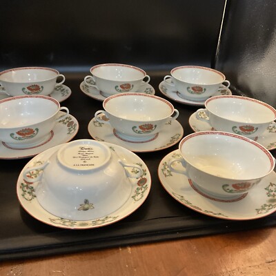 jean louis coquet Limoges Porcelain Clivia Pattern Set 8 Cream