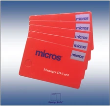 Package of 5 Genuine Micros Oracle Magnetic Stripe Red Manager ID Swipe Cards