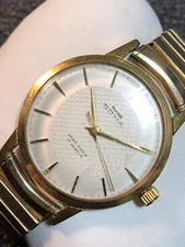 Vtg Hmt Sona 17 Jewel Mechanical Mens Watch Gold Plated,Kreisler Band 10k GF Top